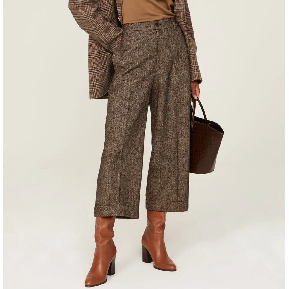 Lauren Ralph Lauren Maglio Tweed Cropped Wide-Leg Pants OLD MONEYBrown 14w